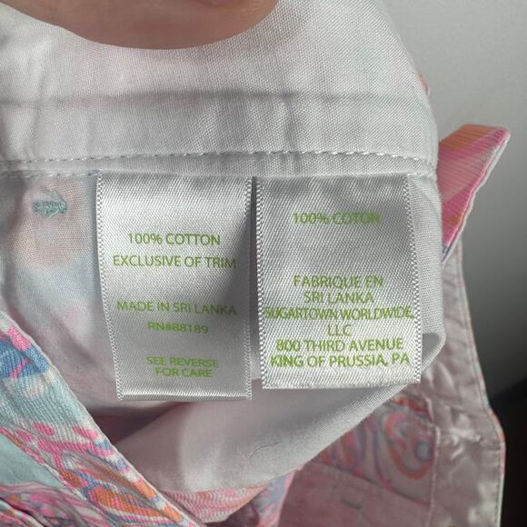 Lilly Pulitzer Shorts Women 2 Pink Buttercup 100% Cotton Scalloped Coastal Prep - Picture 7 of 8